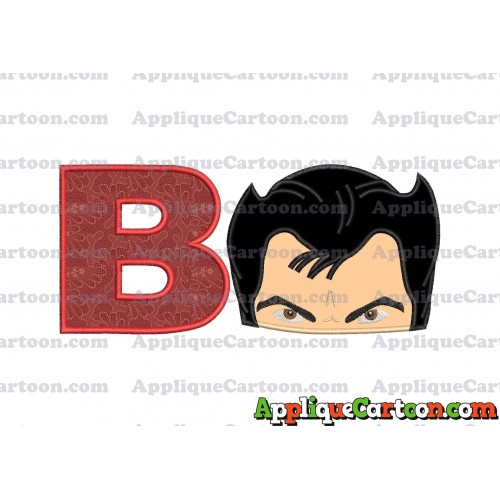 The Wolverine Head Applique Embroidery Design With Alphabet B