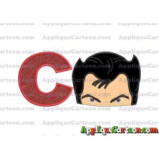 The Wolverine Head Applique Embroidery Design With Alphabet C