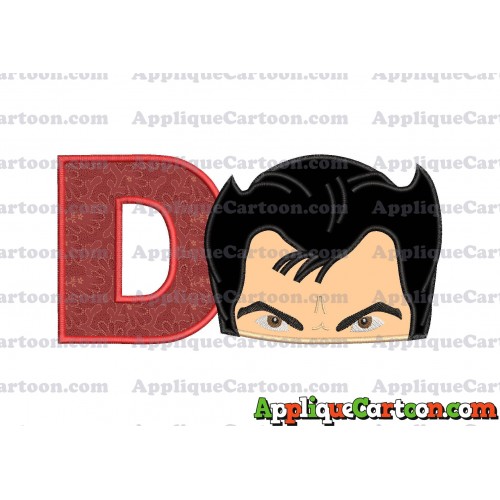 The Wolverine Head Applique Embroidery Design With Alphabet D