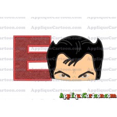 The Wolverine Head Applique Embroidery Design With Alphabet E