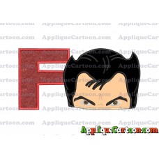 The Wolverine Head Applique Embroidery Design With Alphabet F