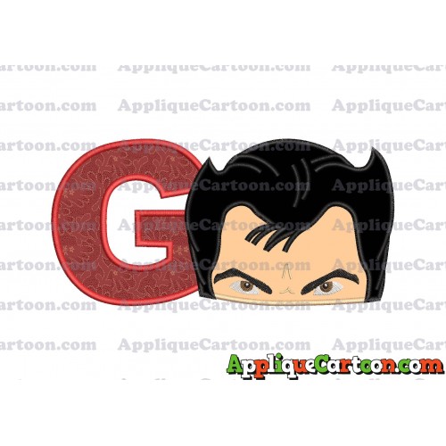 The Wolverine Head Applique Embroidery Design With Alphabet G