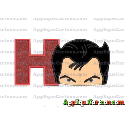 The Wolverine Head Applique Embroidery Design With Alphabet H
