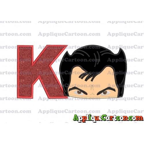 The Wolverine Head Applique Embroidery Design With Alphabet K