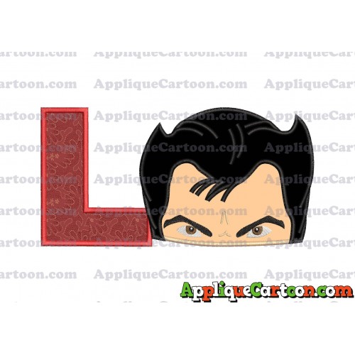 The Wolverine Head Applique Embroidery Design With Alphabet L