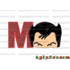 The Wolverine Head Applique Embroidery Design With Alphabet M