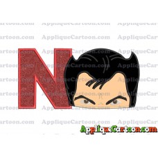 The Wolverine Head Applique Embroidery Design With Alphabet N