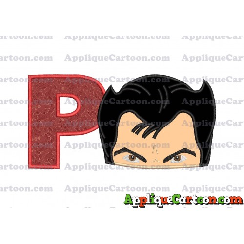 The Wolverine Head Applique Embroidery Design With Alphabet P
