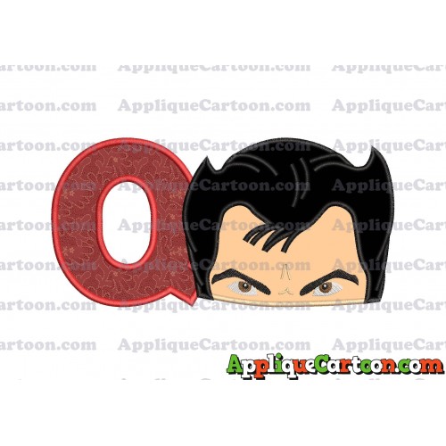 The Wolverine Head Applique Embroidery Design With Alphabet Q