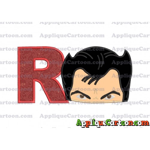 The Wolverine Head Applique Embroidery Design With Alphabet R
