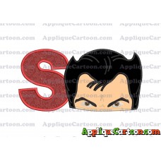 The Wolverine Head Applique Embroidery Design With Alphabet S
