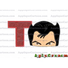 The Wolverine Head Applique Embroidery Design With Alphabet T