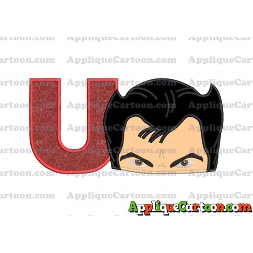 The Wolverine Head Applique Embroidery Design With Alphabet U