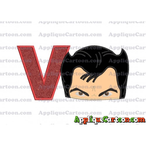 The Wolverine Head Applique Embroidery Design With Alphabet V