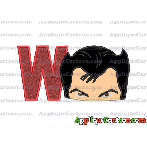 The Wolverine Head Applique Embroidery Design With Alphabet W