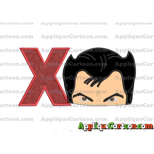 The Wolverine Head Applique Embroidery Design With Alphabet X