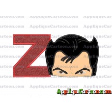 The Wolverine Head Applique Embroidery Design With Alphabet Z