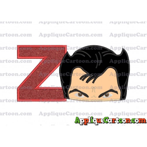 The Wolverine Head Applique Embroidery Design With Alphabet Z