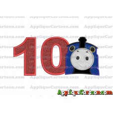 Thomas The Train Head Applique Embroidery Design 02 Birthday Number 10