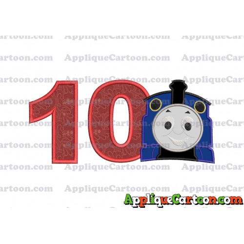 Thomas The Train Head Applique Embroidery Design 02 Birthday Number 10