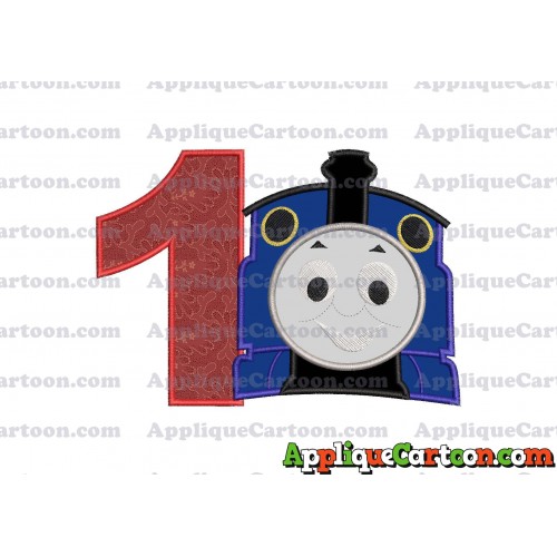 Thomas The Train Head Applique Embroidery Design 02 Birthday Number 1