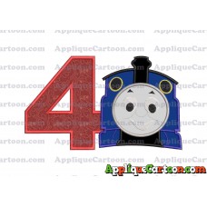 Thomas The Train Head Applique Embroidery Design 02 Birthday Number 4