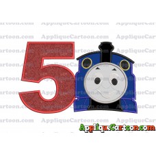 Thomas The Train Head Applique Embroidery Design 02 Birthday Number 5