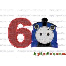 Thomas The Train Head Applique Embroidery Design 02 Birthday Number 6
