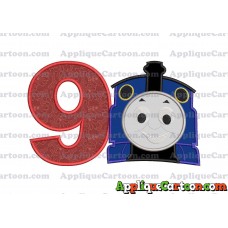 Thomas The Train Head Applique Embroidery Design 02 Birthday Number 9