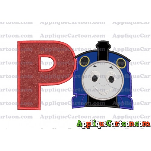 Thomas The Train Head Applique Embroidery Design 02 With Alphabet P