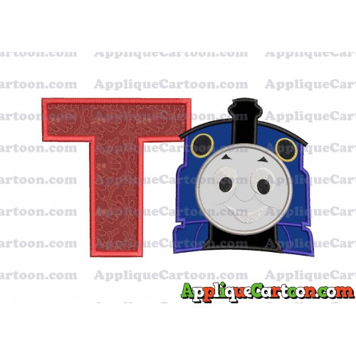Thomas The Train Head Applique Embroidery Design 02 With Alphabet T