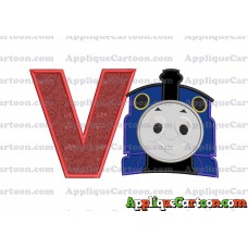 Thomas The Train Head Applique Embroidery Design 02 With Alphabet V