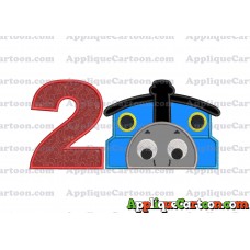 Thomas the Train Applique Embroidery Design Birthday Number 2