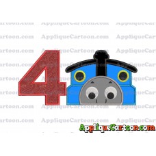 Thomas the Train Applique Embroidery Design Birthday Number 4