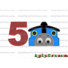 Thomas the Train Applique Embroidery Design Birthday Number 5