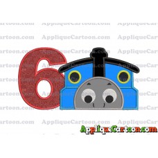 Thomas the Train Applique Embroidery Design Birthday Number 6