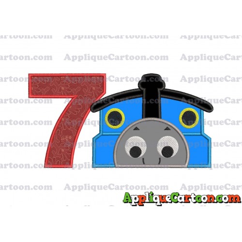 Thomas the Train Applique Embroidery Design Birthday Number 7