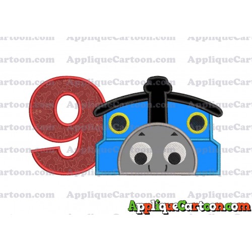 Thomas the Train Applique Embroidery Design Birthday Number 9