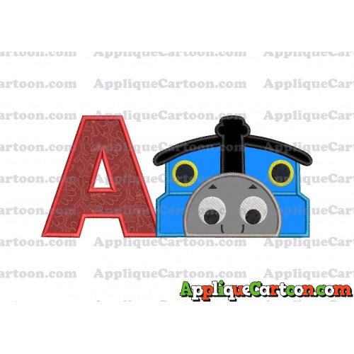 Thomas the Train Applique Embroidery Design With Alphabet A