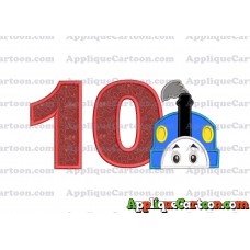 Thomas the Train Head Applique Embroidery Design Birthday Number 10