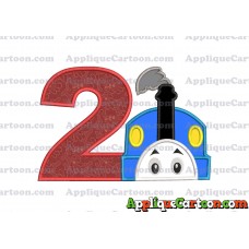 Thomas the Train Head Applique Embroidery Design Birthday Number 2