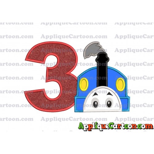Thomas the Train Head Applique Embroidery Design Birthday Number 3