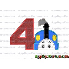 Thomas the Train Head Applique Embroidery Design Birthday Number 4