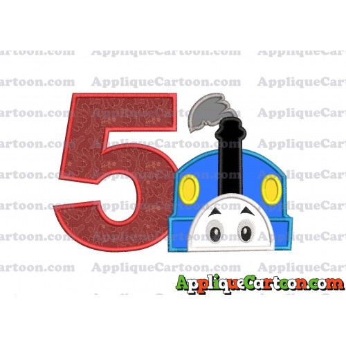 Thomas the Train Head Applique Embroidery Design Birthday Number 5