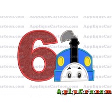 Thomas the Train Head Applique Embroidery Design Birthday Number 6