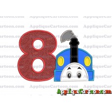 Thomas the Train Head Applique Embroidery Design Birthday Number 8