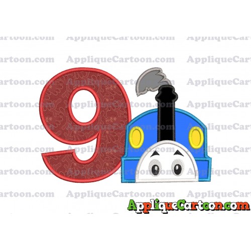 Thomas the Train Head Applique Embroidery Design Birthday Number 9