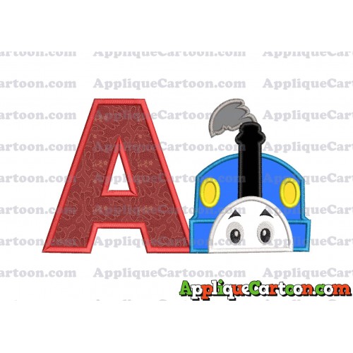 Thomas the Train Head Applique Embroidery Design With Alphabet A