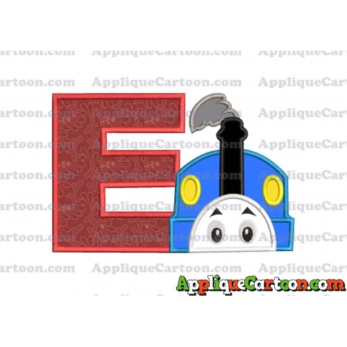 Thomas the Train Head Applique Embroidery Design With Alphabet E