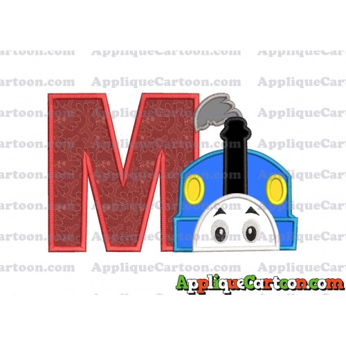 Thomas the Train Head Applique Embroidery Design With Alphabet M